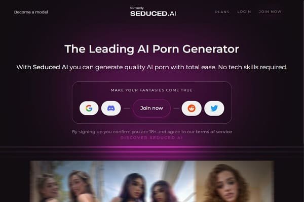 Seduced AI deepfake platform interface and features