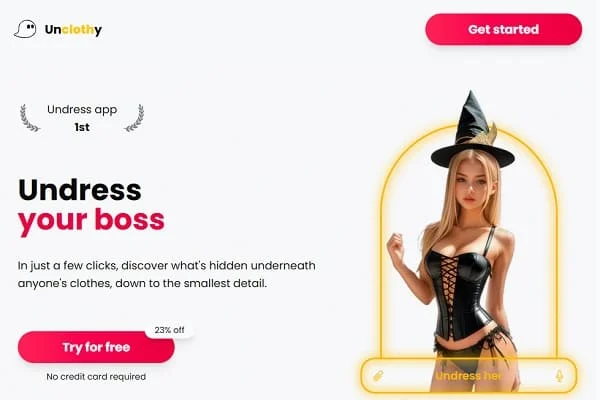 Unclothy.com basic deepfake AI tool with simple interface